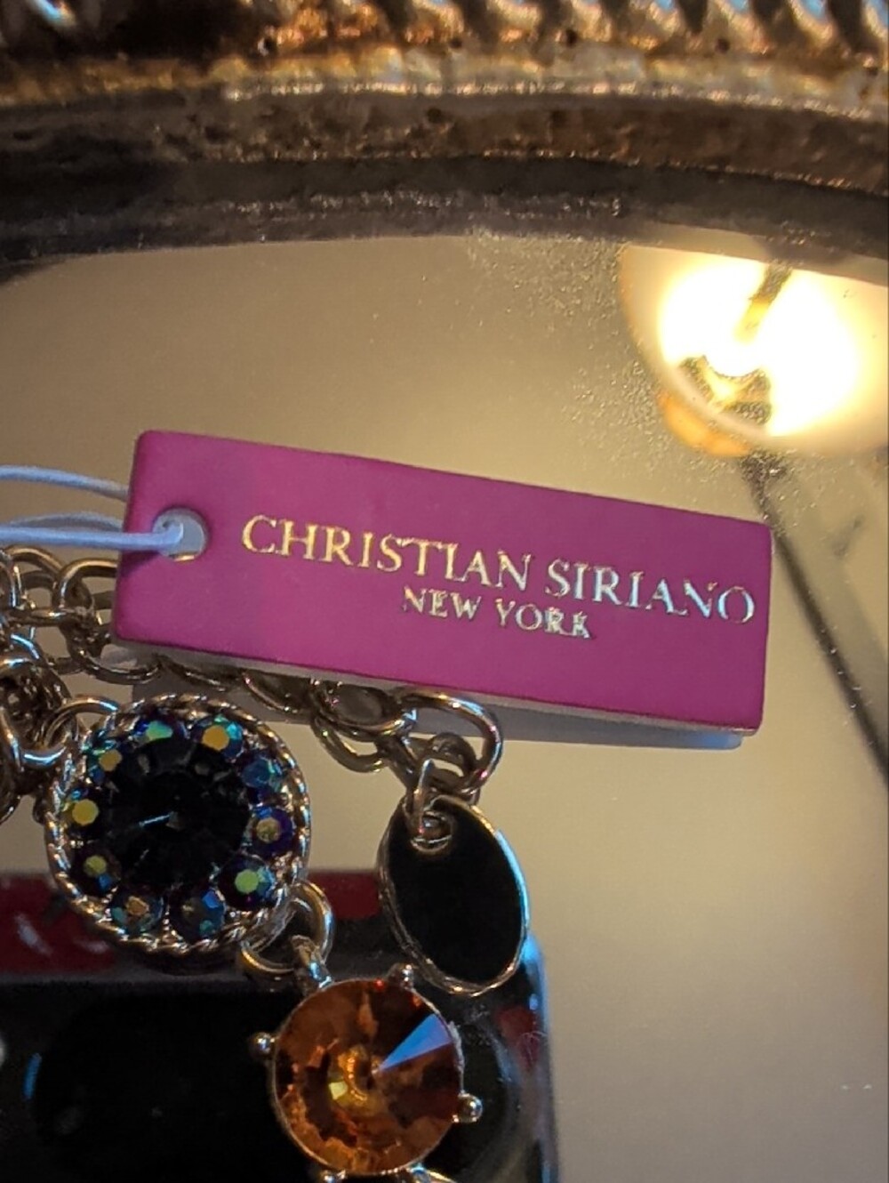 Christian Siriano multicolor crystal station necklace - pink, black, yellow - Picture 2 of 5